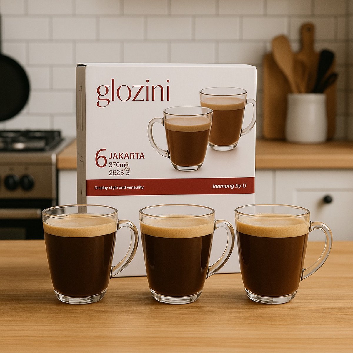 OTIX Koffiekopjes - Glazen - met Ribbel - Reliëf - Koffietassen - Set