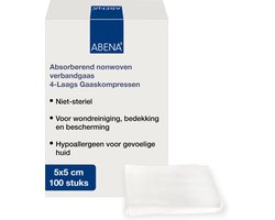 Abena Gaaskompres - 100 Stuks - Absorberend Verbandgaas - 4 Laags Gaaskompressen - 5 cm x 5 cm - Per 2 stuks Verpakt