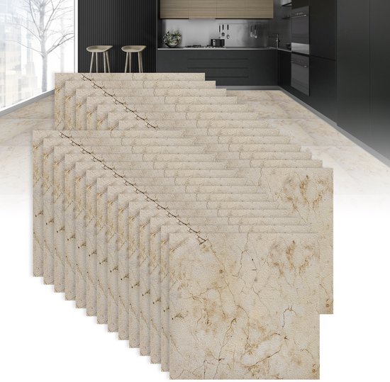 Carrelages de sol PVC autocollantes 30x30cm – 5 m² – Chêne Naturel – Sol vinyle aspect bois