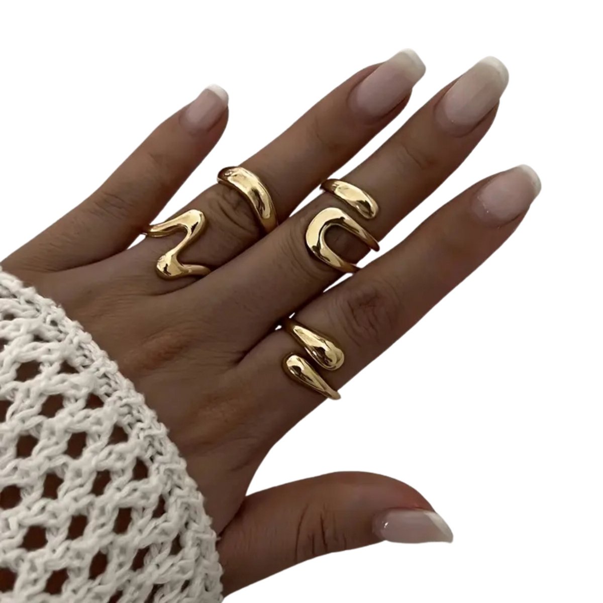 4-delige Dames Ringen Set - Goudkleurige Ringen voor Vrouwen - Festivals, School, Vakantie of Dagelijkse bezigheden - Cadeau Tip Vrouwen en Moederdag