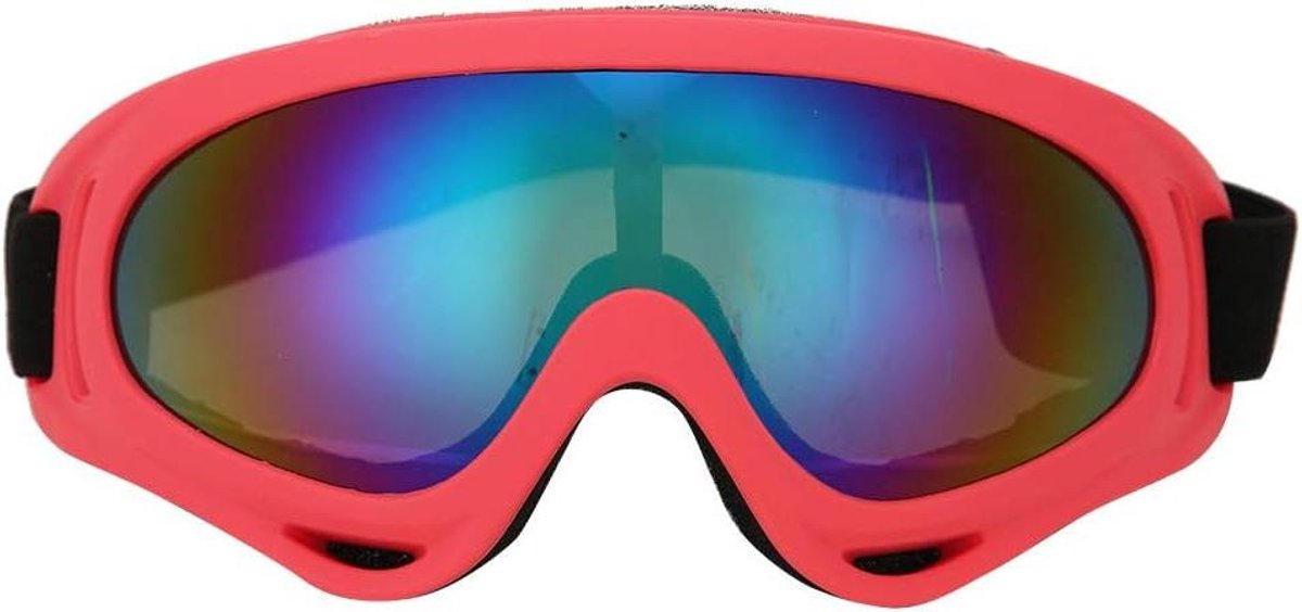 Allecto Plus - Skibrillen voor volwassenen en kinderen - Winddicht en lichtgewicht - Brede kijk - Unisex - Geschikt voor snowboarden, motorrijden en fietsen (rode frame kleurenfilm)