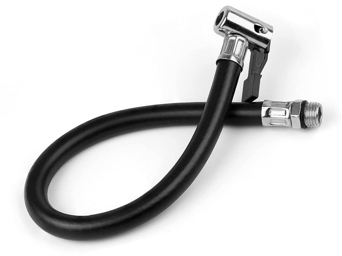 Allecto Plus - Bandenpomp met vulslang voor auto, fiets en motorfiets - Ventielverlenging - Rubber en metaal - Geschikt voor 13 mm ventiel - Ideaal voor autobanden