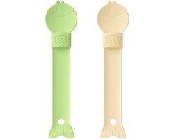 Twee stuks voerlepels voor katten in schattige kattenkop vorm | 2-in-1 voerlepel voor nat kattenvoer | Handige knijplepels | Allecto Plus