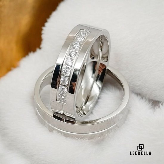 Bague Alliance En Acier Inoxydable Avec Zircon - Taille 59 (neuve Sans Emballage)