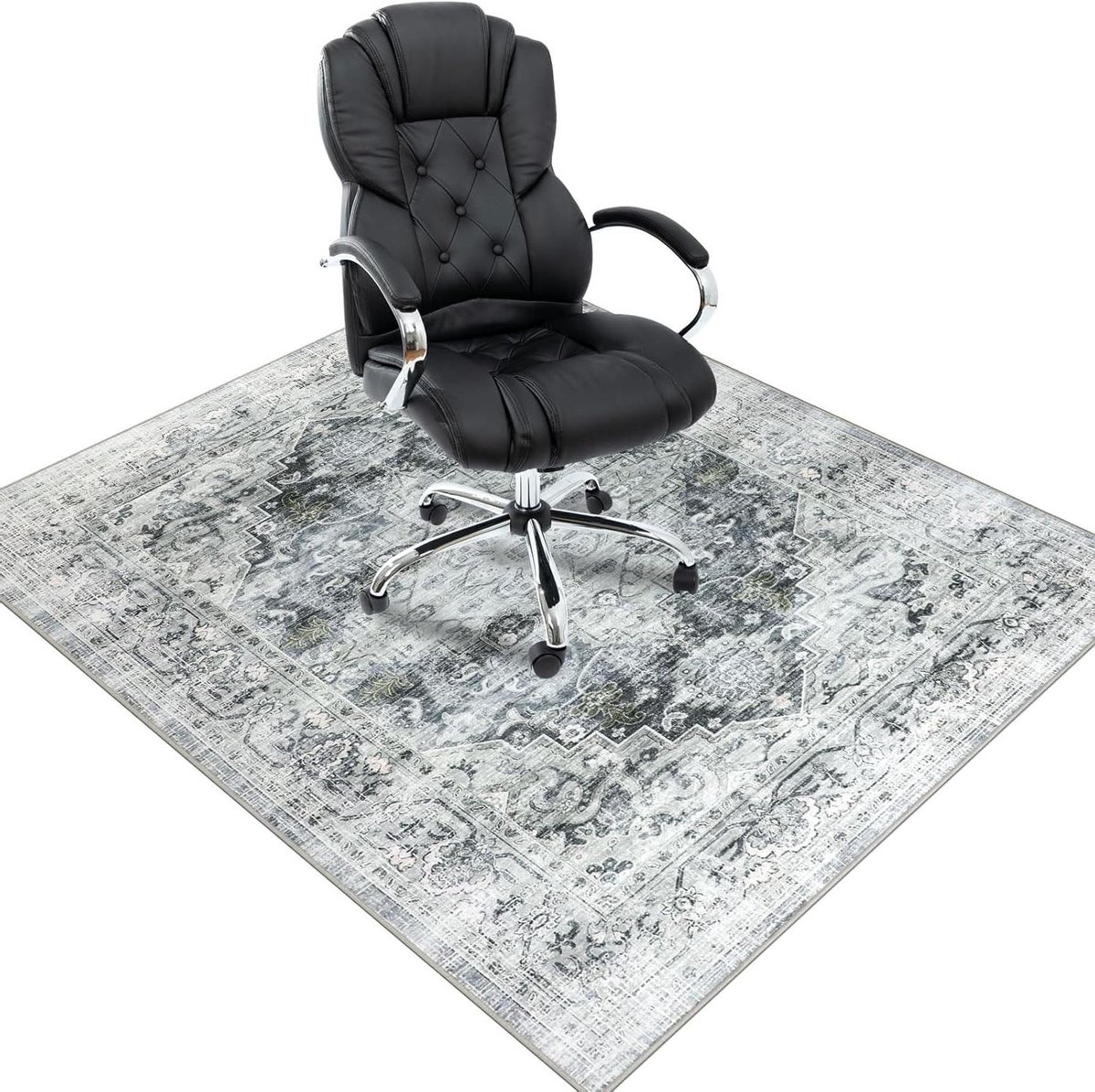 Vloerbeschermingsmat 120 x 150 cm - Stoelmatten voor hardhouten vloeren - Boho bureaustoelmat - Harde vloeren antislip bureautapijt - Bureaustoel - Grijs - Bescherming - Kantoor - Design