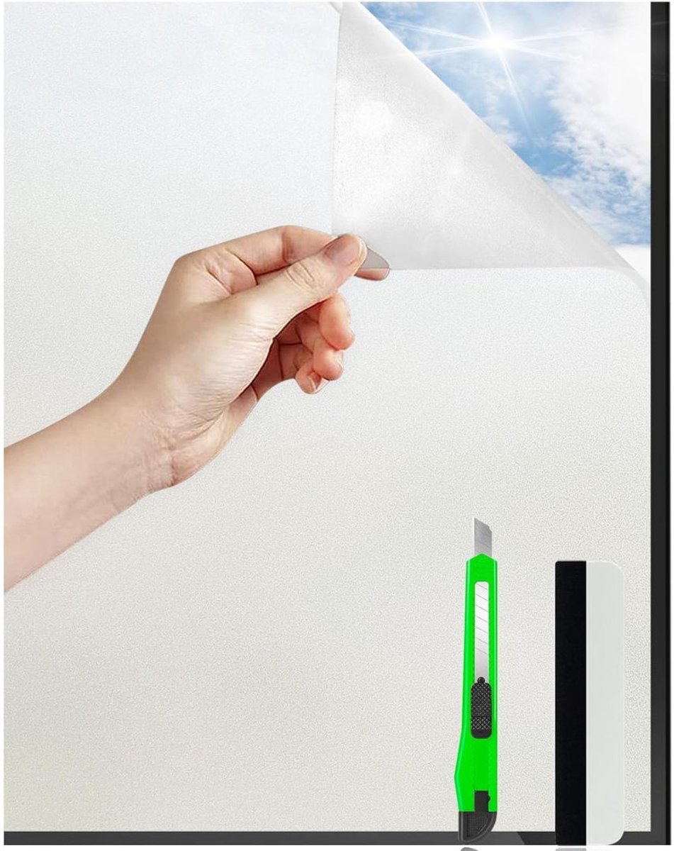 MKSS® Raamfolie Glas in Lood - Zelfklevend - Antieke Look - Wit