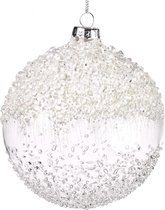 Goodwill Kerstbal Glas Blank-Wit D 10 cm  Voordeelaanbod van 2 stuks