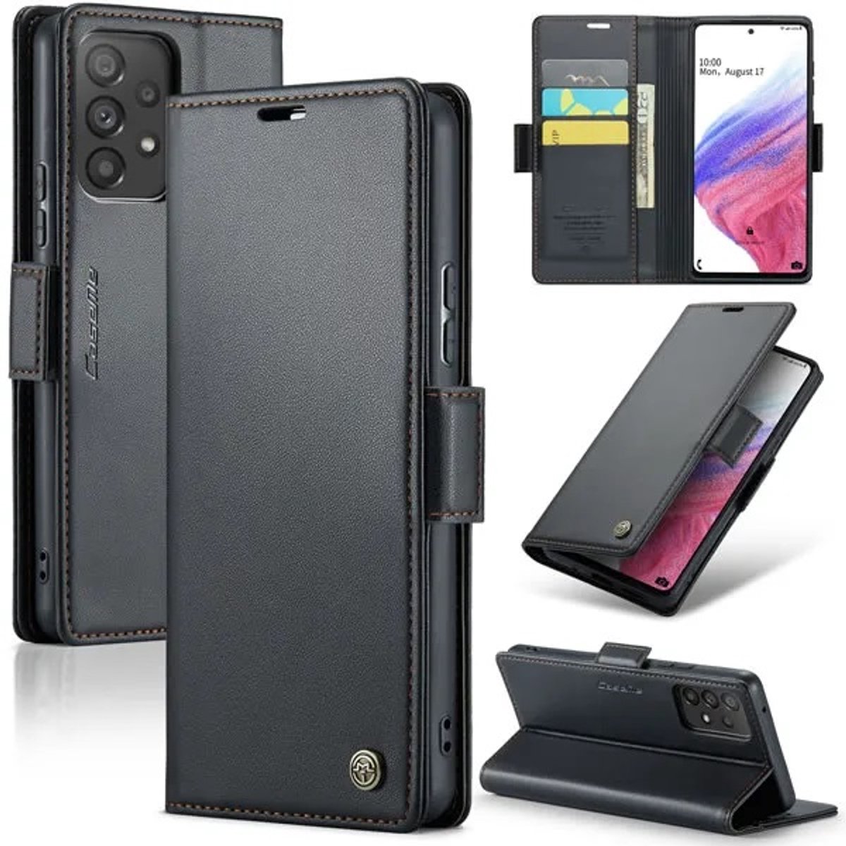 CaseMe Wallet Case met RFID Bescherming en Magneetsluiting voor Galaxy A53 5G _ Zwart