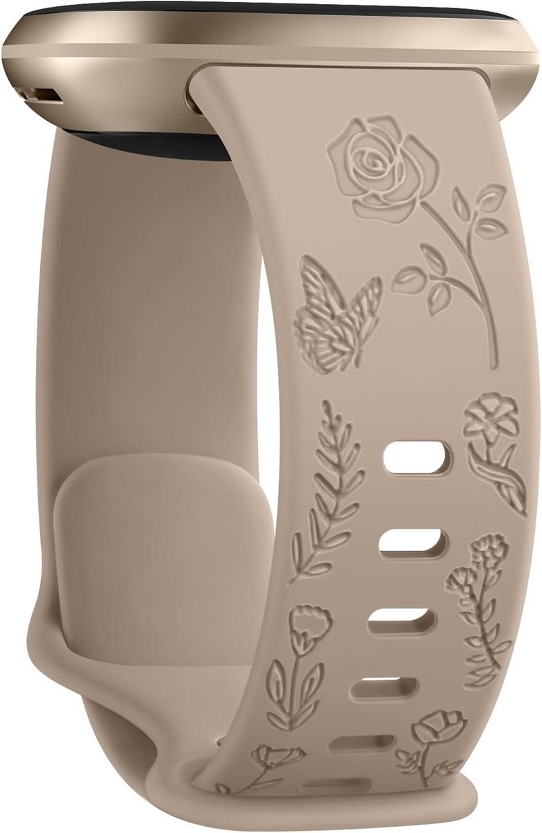 Allecto Plus - Siliconen armband met bloemengravure voor Fitbit Versa/Fitbit Sense - Unisex