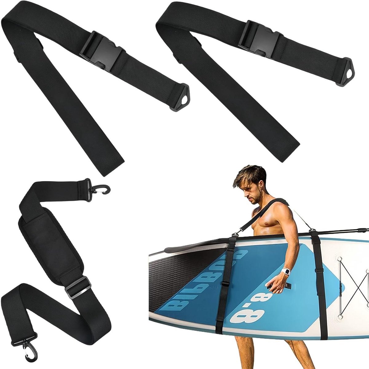 Allecto Plus - Verstelbare schouderriem voor surfplanken en peddelboards - SUP-draagriem - Longboard en kajak accessoire