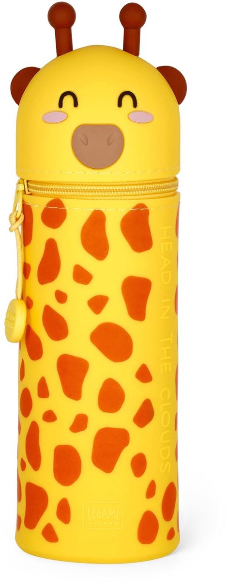 Ibenzoa® Schattige 2-in-1 Siliconen Pennenzak en Tafelpennenhouder met Ritssluiting, Dierenontwerp, H 18,5 cm