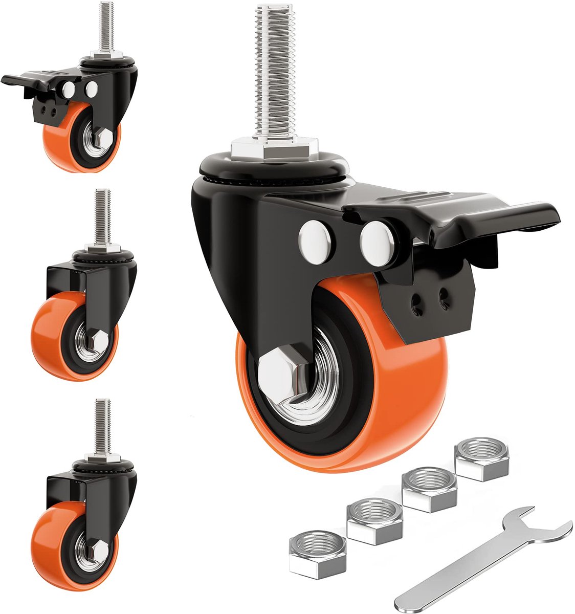 Ibenzoa® Zware zwenkwielen voor meubels met dubbele vergrendeling en 360 graden rotatie, set van 4 stuks