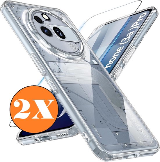 Coque compatible avec Nothing Phone 3a Pro transparente, coque antichoc en silicone avec 2 films de protection d'écran en verre trempé