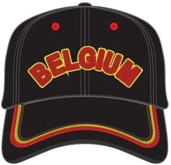 Casquette België – Taille unique 56 cm – Casquette de baseball unisexe – Zwart avec rouge jaune – Broderie Belgique – Casquette de supporter Championnat d'Europe/Coupe du monde