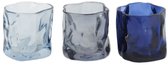 Dijk natural collections - Theelichthouder glas l8b8h7 cm blauw