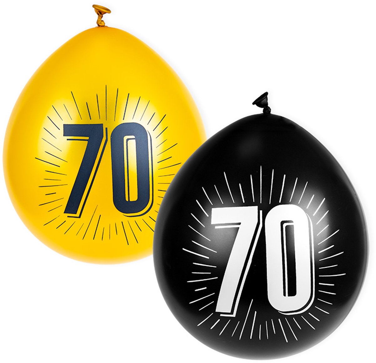 Ballonnen met getal | 70 jaar | 8 stuks | Zwart en Goud