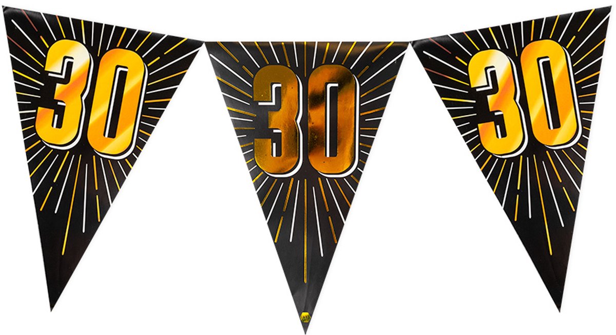 Vlaggenlijn 30 jaar | 5 meter | 15 vlaggen | Zwart Goud