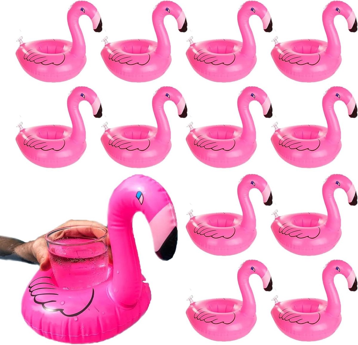 Opblaasbare Bekerhouder voor Zwembadfeest - Set van 12 Stuks met Drankhouder - Waterentertainment Accessoire voor Drankjes en Decoratie - Zwembadglijbanen inclusief Dranken Sap Party Fun