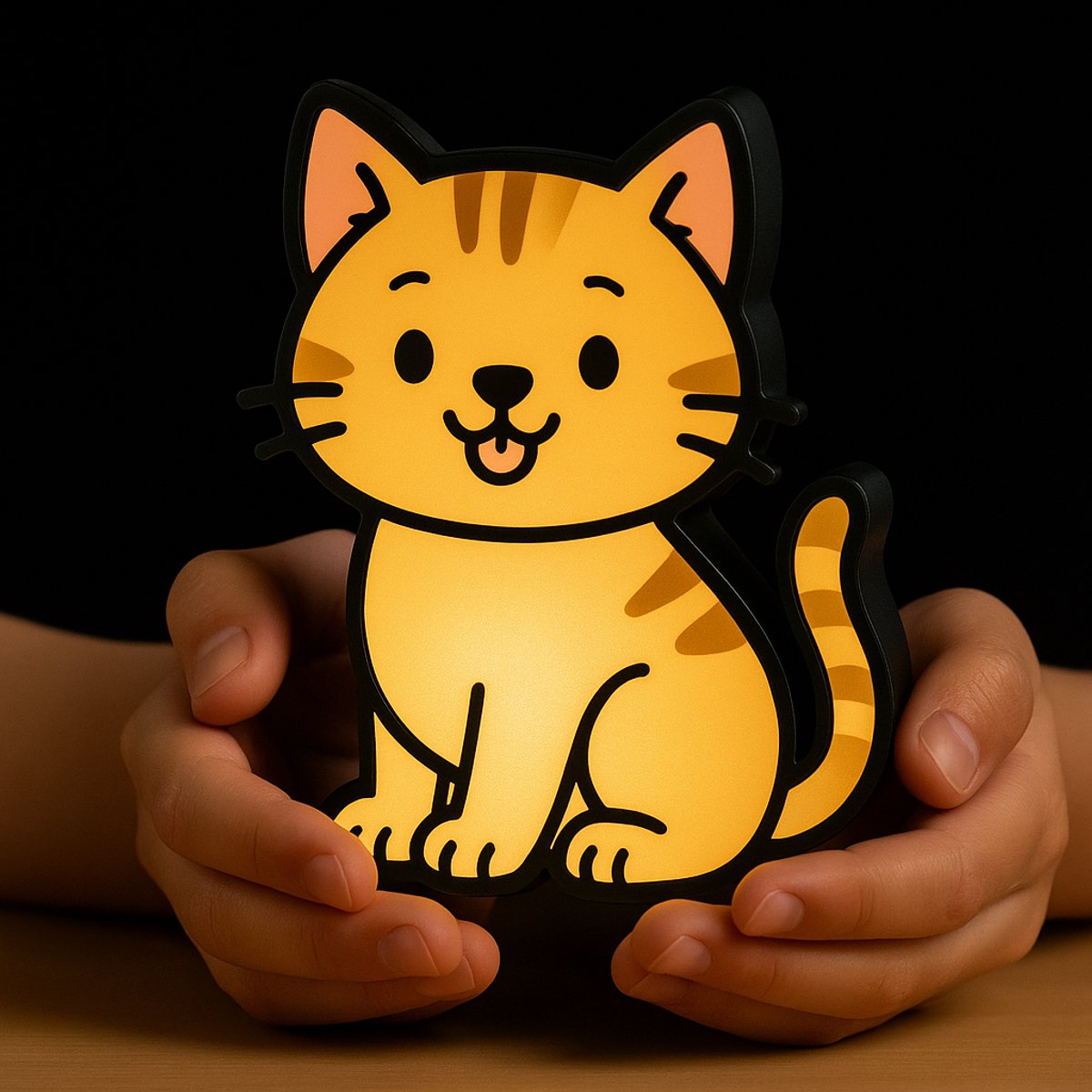3D Leuke Kat LED Nachtlampje - Kleur Veranderende Hars Bureaulamp voor