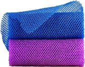 Allecto Plus - Lot de 2 éponges exfoliantes africaines pour le bain et la douche - pour une peau plus lisse - usage quotidien - bleu violet