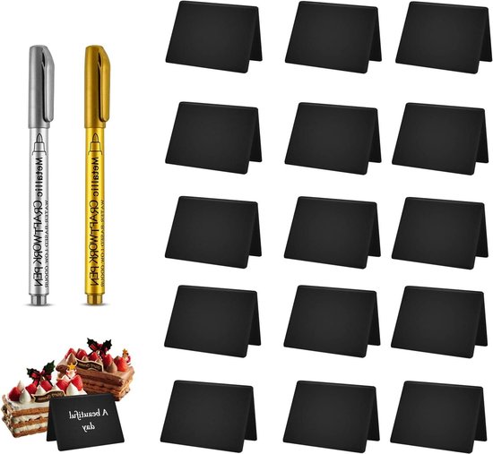 Zwart ovaal krijtbord/schoolbord met 1 stift 30 x 38 cm | Fun en Feest