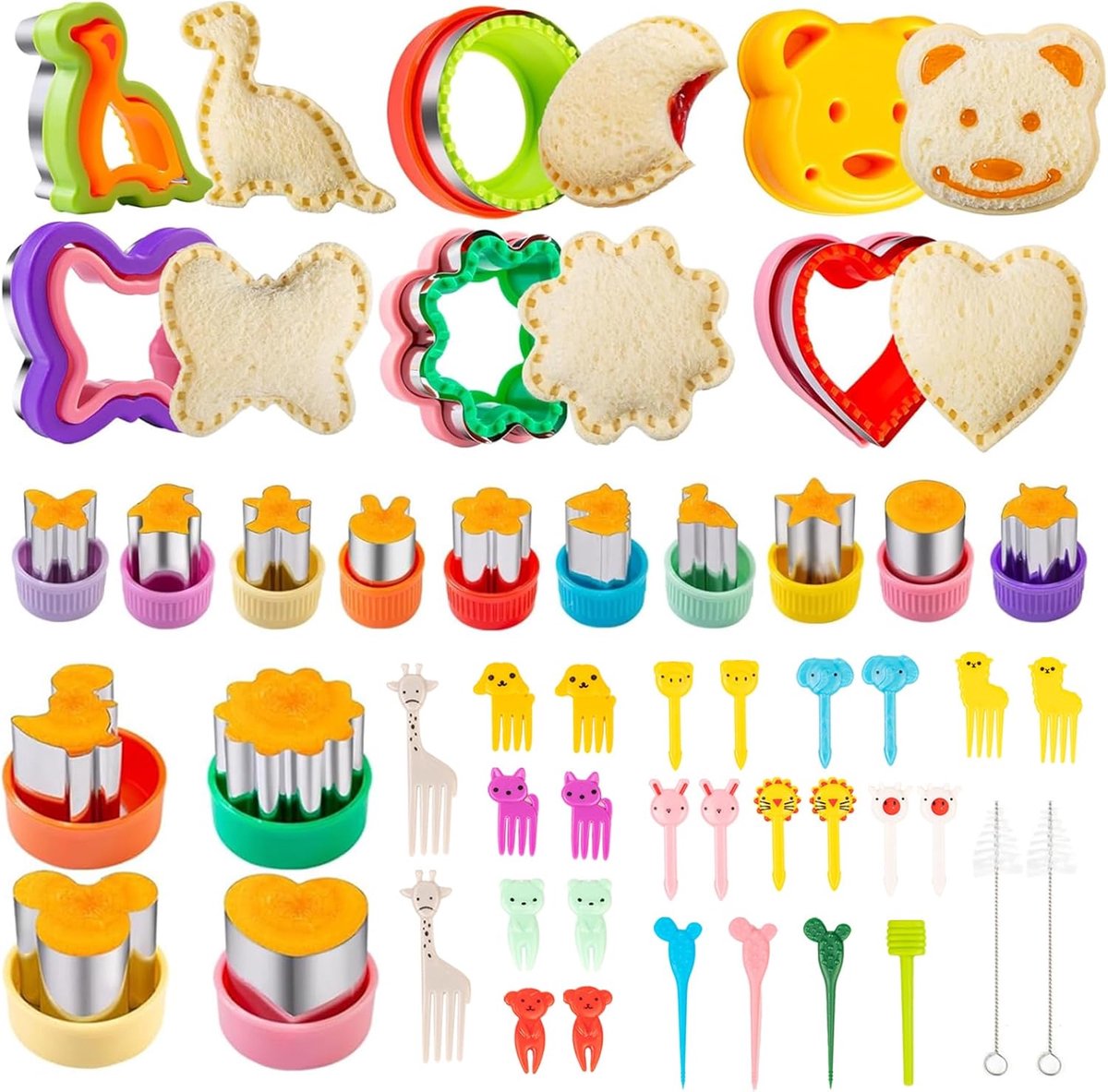 Famanu - 48 stuk koekjessnijders, Brood en groenten Cutter Kids, Brood Cutter voor Kids, Sandwich Cutter Kit, Bento Accessoires voor Sushi, Fruit, Cake, Koekjes Set van