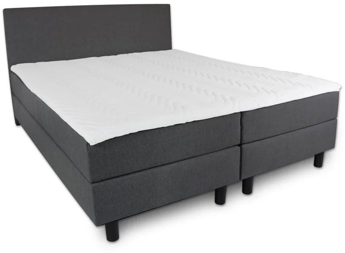 Boxspring SleepEase - 160x210 Compleet - Antraciet Glad - Golden Matrassen Zeeland