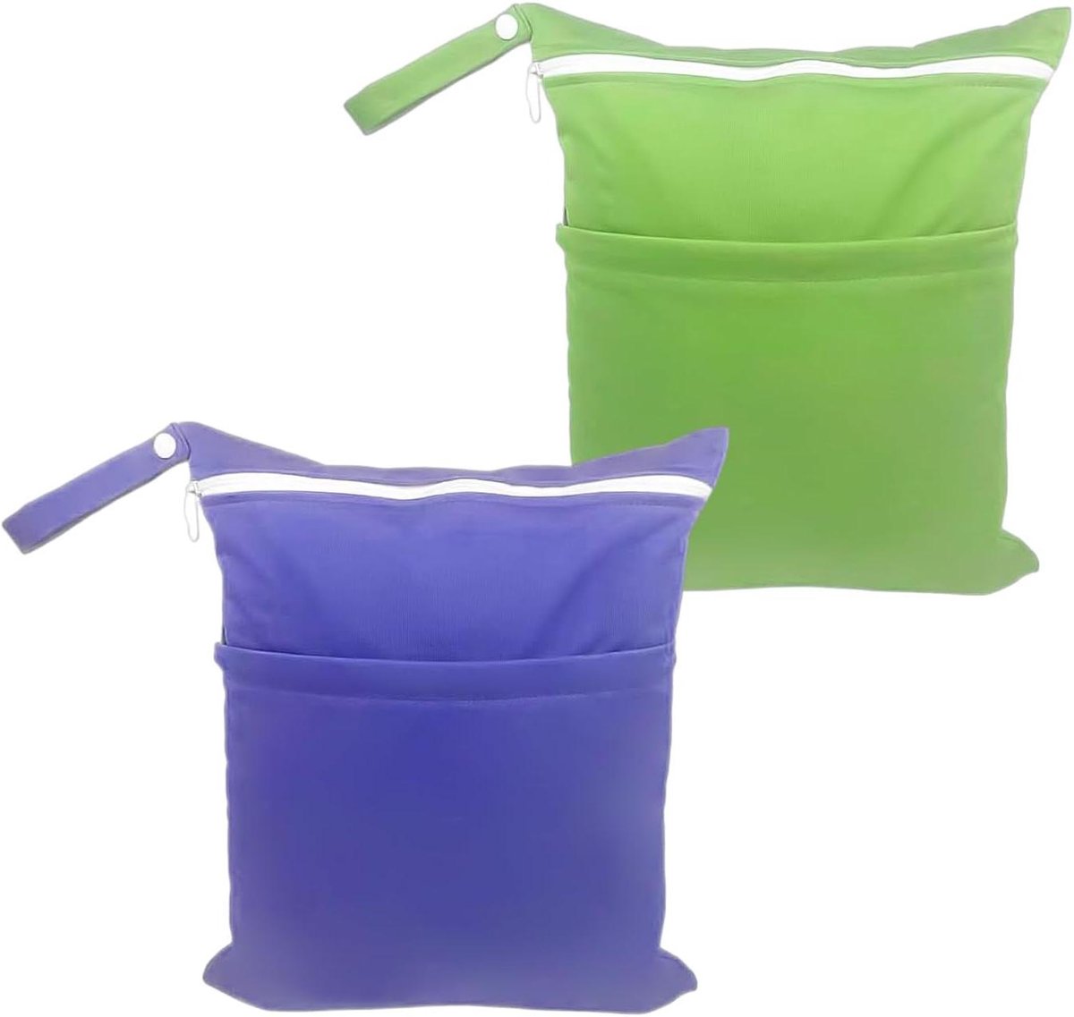 Allecto Plus - Waterdichte Luierzakken voor Zwemmen en Reizen - Groen/Paars - Gescheiden Opbergzak voor Droge en Natte Kleding - 30 * 36 Kledingzak