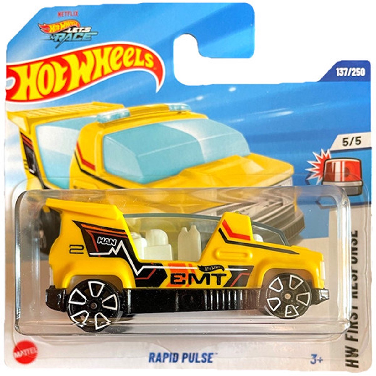 HOT WHEELS RAPID PULSE YELLOW EMT 137/250 1:64 HW FIRST RESPONSE 5/5
