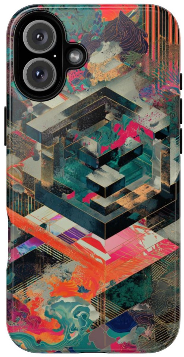Kleurrijke Geometrische Abstracte Kunst – Telefoonhoesje Geschikt voor iPhone 16 Plus