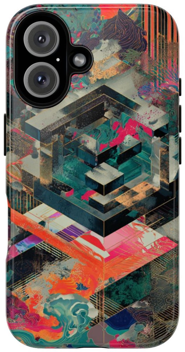 Kleurrijke Geometrische Abstracte Kunst – Telefoonhoesje Geschikt voor iPhone 16