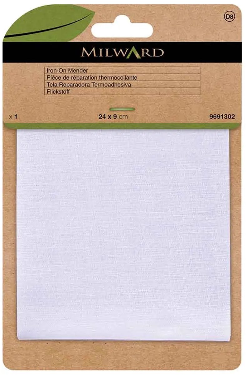 Milward - Opstrijkbaar reparatiedoek - wit - 24x9 cm.