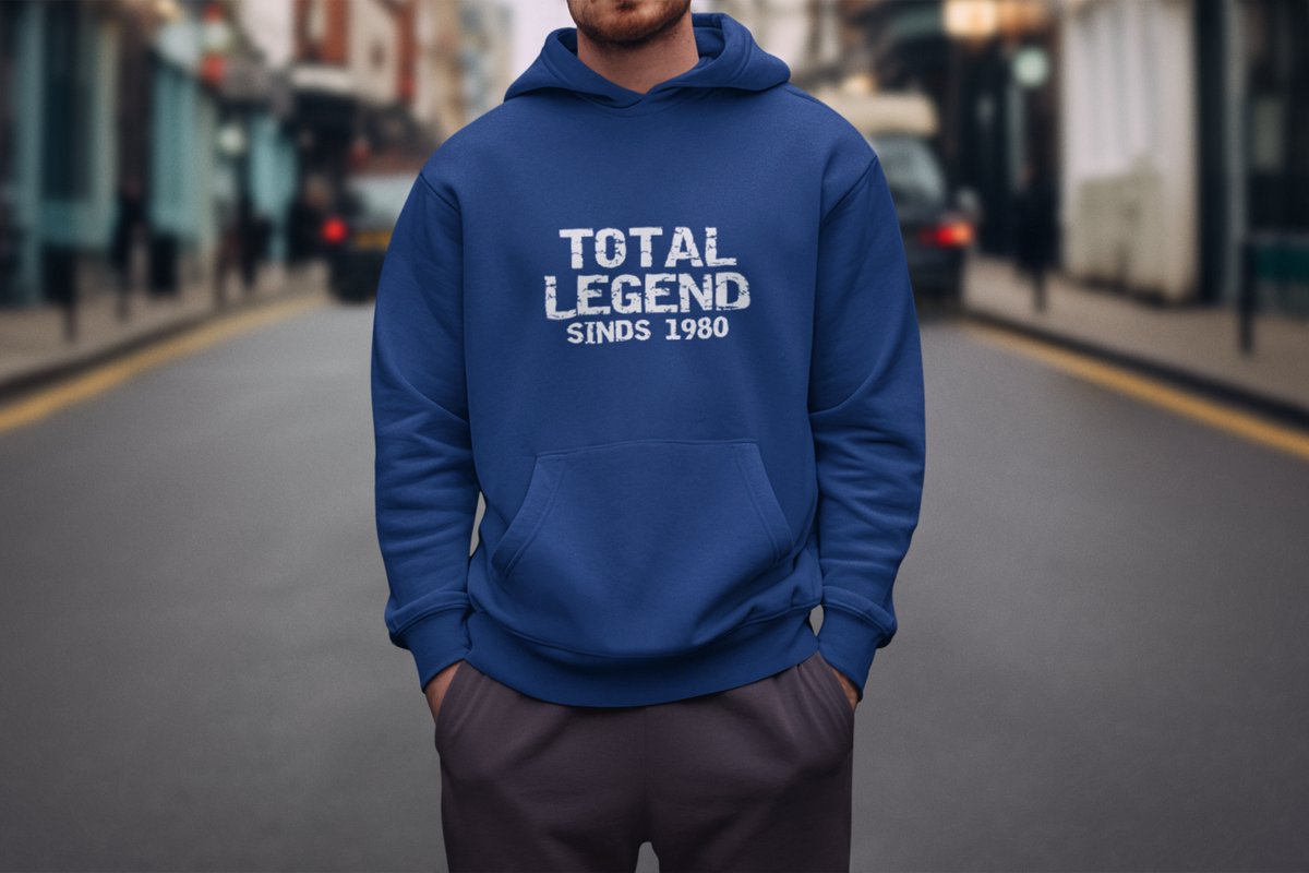 1980 Jaar Navy Hoodie heren - Maat M - Total Legend - Verjaardag Cadeau Mannen - Limited Edition