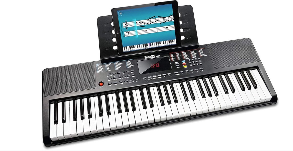 WNHB® Elektrisch Toetsenbord Piano 61 Toetsen - Inclusief Bladmuziekstandaard en Notenstickers - Ideaal voor Beginners