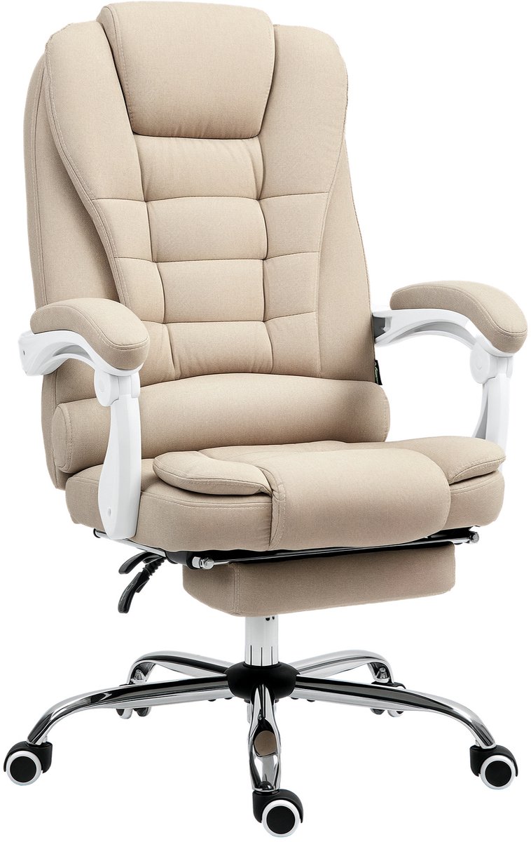 Vinsetto-Bureaustoel-66x70x118cm-Polyester-Beige