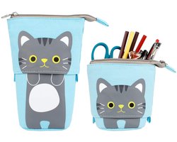 Jubaopen 1 Set Canvas Etui Leuke Etui Houder Cartoon Etui Kat Cosmetische Tas Schrijfwaren met Rits Organizer Etui Houder voor Studenten Telescopische Etui