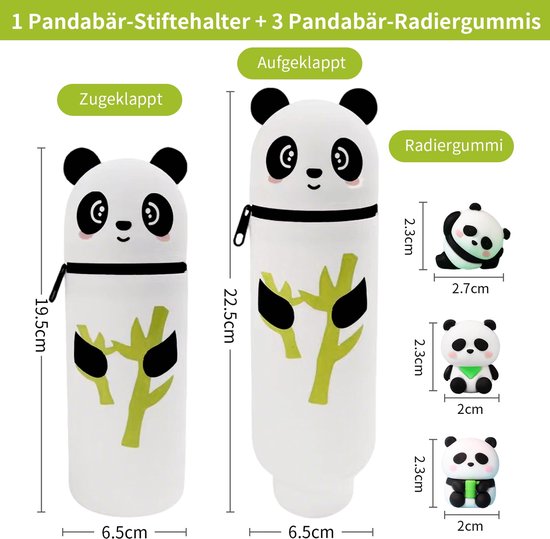 Legami Kawaii Pennenetui 2-in-1 van zachte siliconen, panda
