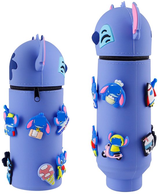 Capybara Etui, meerlaags pennenetui met grote inhoud, met Capybara-poppensleutelhanger, broche-stickers, afneembaar 2-in-1 etui met ritssluiting, oranje, XM