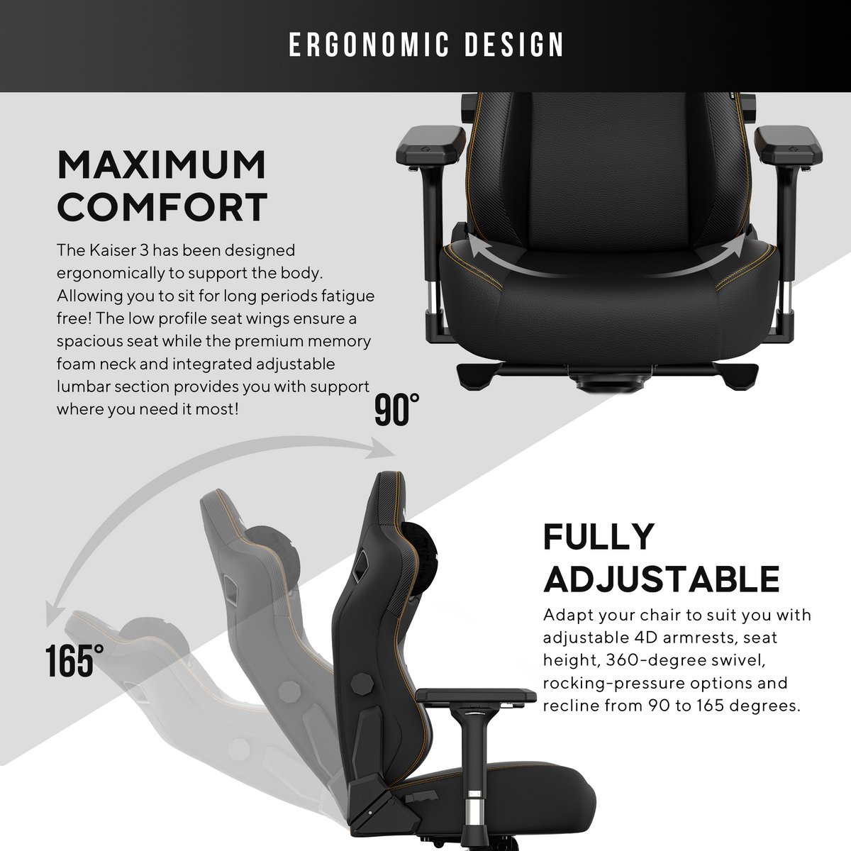 Andaseat Kaiser 3 Gamestoel Grijs Ergonomisch Large - Andaseat - €499,99