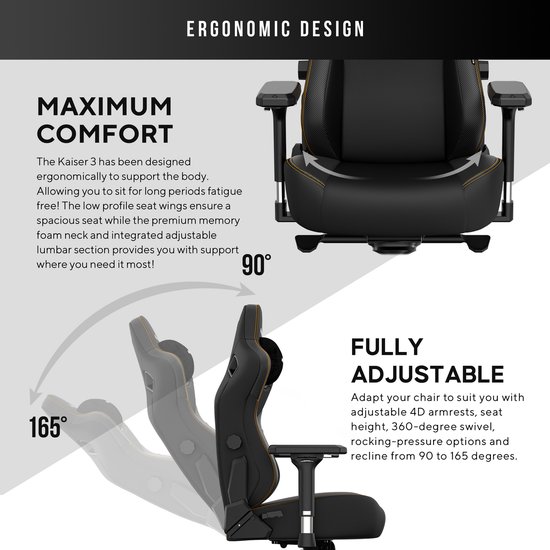 Andaseat Kaiser 3 Gamestoel Grijs Ergonomisch Large - Andaseat - €499,99