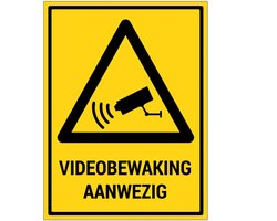 Videobewaking aanwezig sticker met tekst - 20 x 15 cm