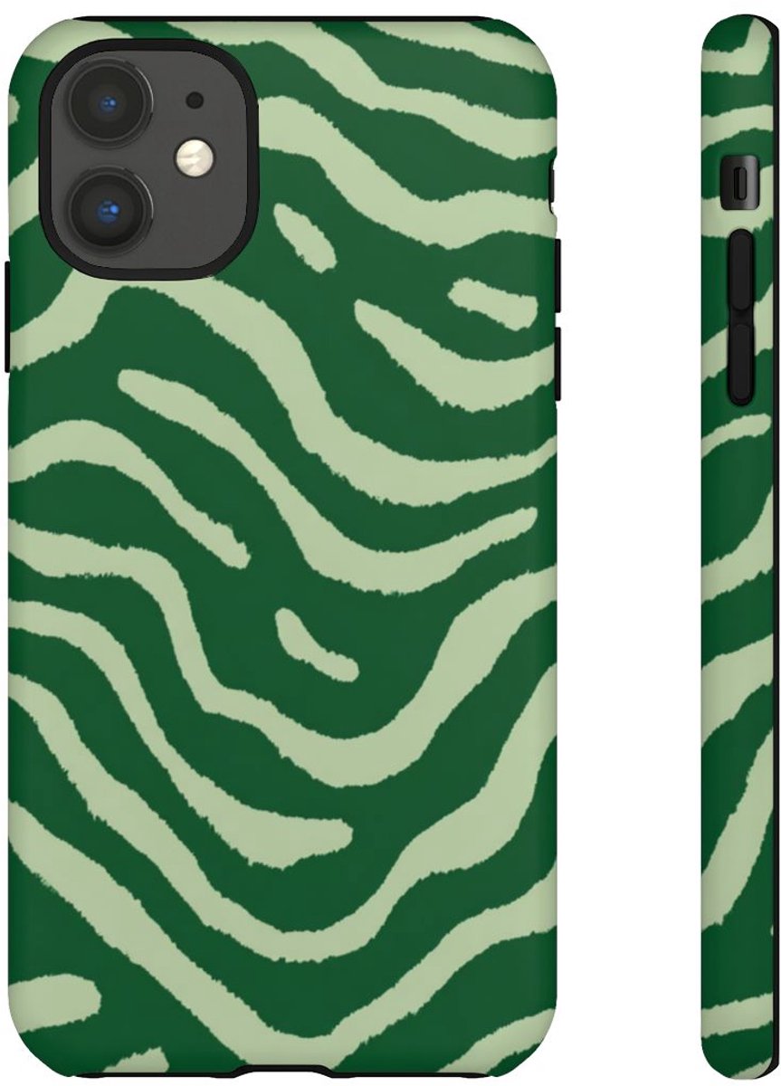 Groen Golvend Strepenpatroon – Telefoonhoesje Geschikt voor iPhone 11