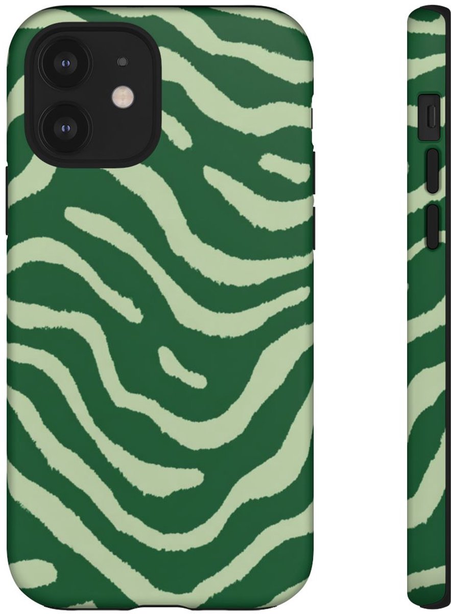 Groen Golvend Strepenpatroon – Telefoonhoesje Geschikt voor iPhone 12