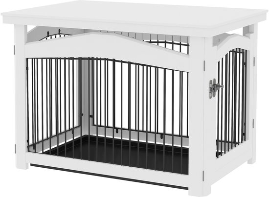 PawHut - Cage pour chien - 82,5 x 57,5 x 59,5 cm - Acier - Wit