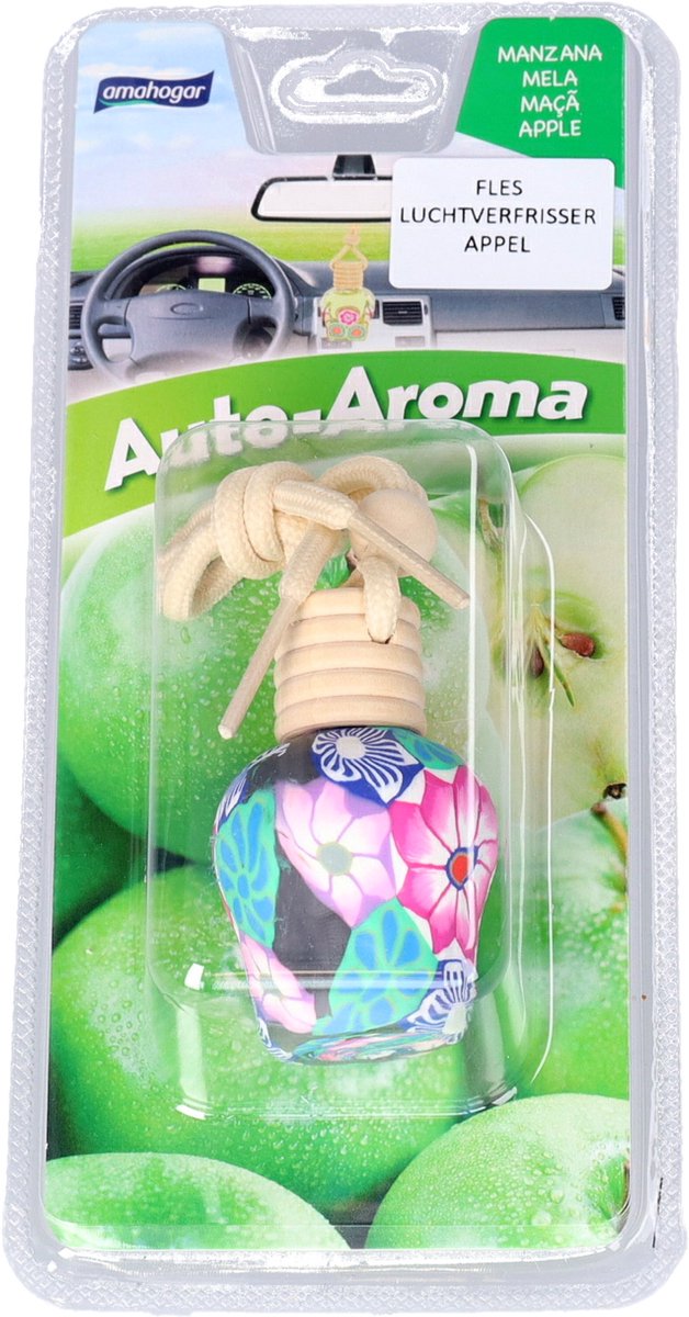 Amahogar Auto parfum/luchtverfrisser - appel geur - in sierlijk flesje - 15 ml