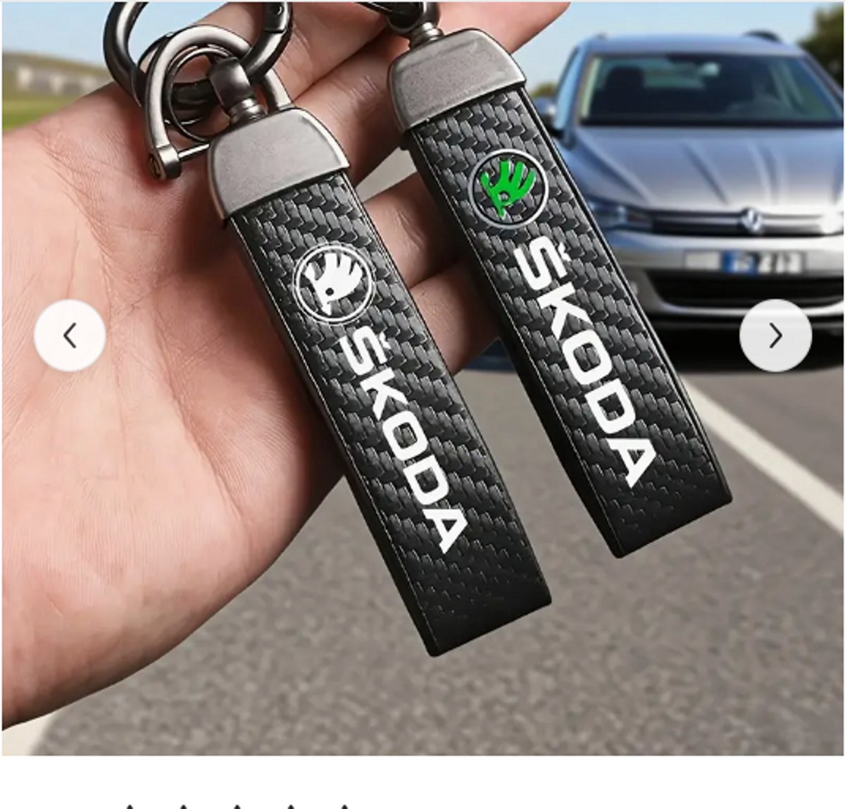 Autosleutel sleutelhanger, voor Skoda Superb III (Typ 3V) 2016 2017 2018 2019 2020 2021 2022 sleutelhanger 360° draaibare autosleutelhangerriem met anti-verlies D-ring,C/white