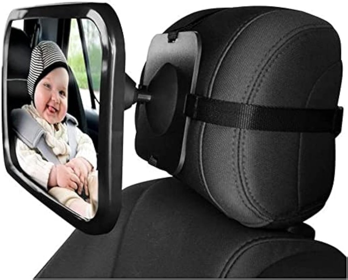 Image of Achterwaarts gerichte babyspiegel, kinderautostoel - crash-geteste, breukvaste bolle spiegel voor kristalheldere reflecties