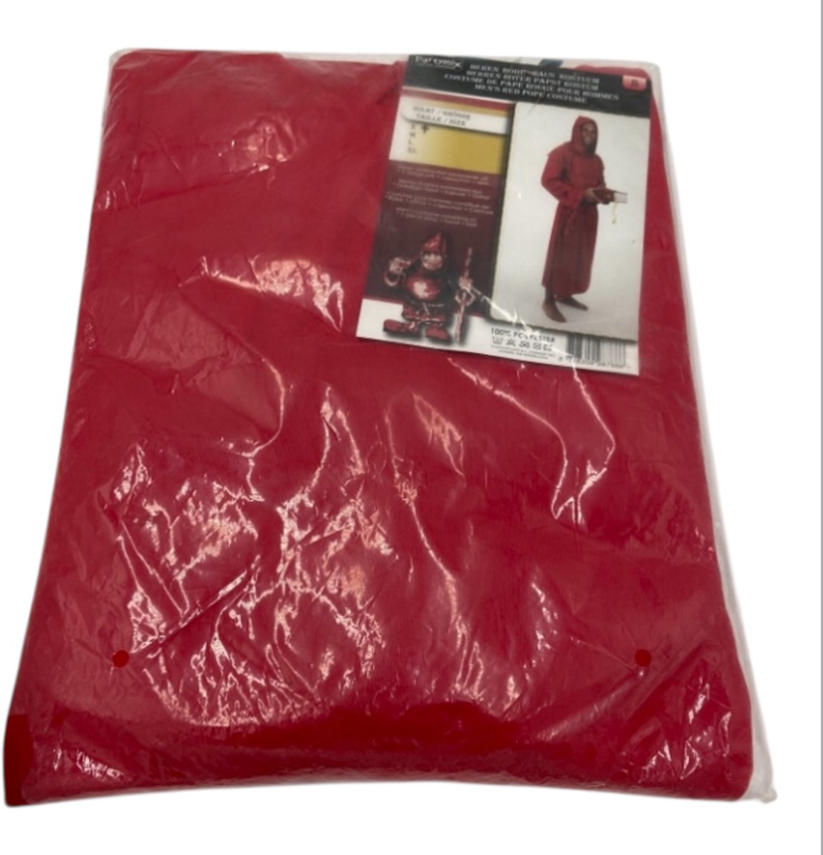 Erotisch Paus Verkleedkostuum Dames – Rode Jurk met Capuchon & Tailleband – One Size M