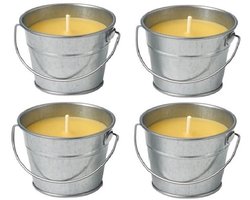 Citronella muggen kaarsen in emmer - 4 stuks geurkaarsen in bucket - Herbruikbaar als plantenbakje - kaarsen voor binnen en buiten - Anti insecten - Camping - Tuin & sfeer verlichting - Geurkaars met emmertje voor plant - Home inrichting