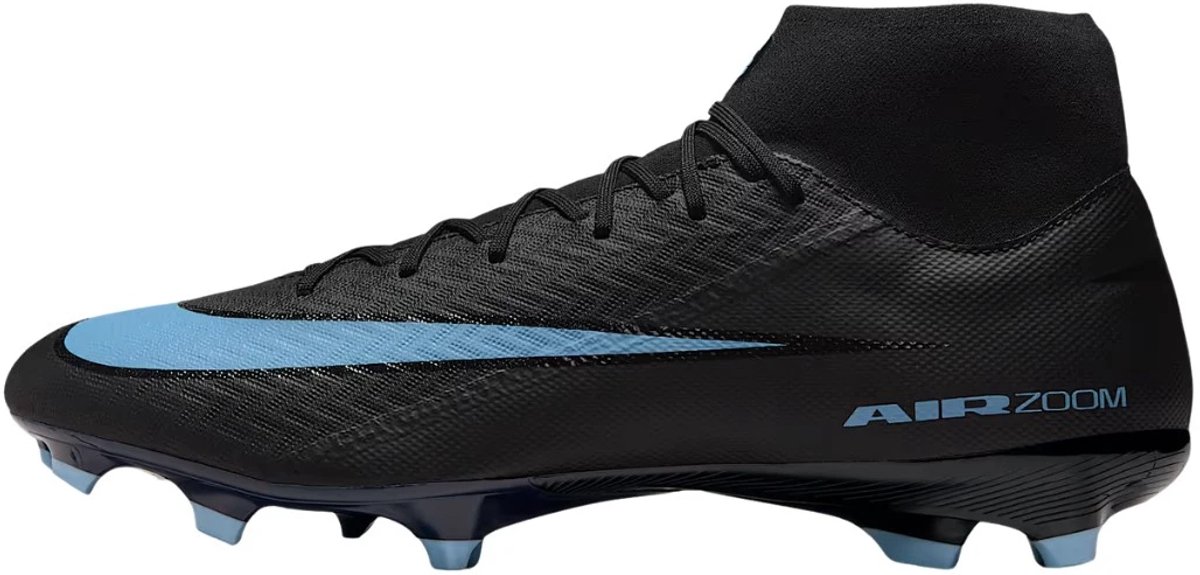 Zwarte Nike Mercurial Superfly 10 Academy voetbalschoenen, maat 40.5, met Zoom Air unit en synthetisch bovenwerk.